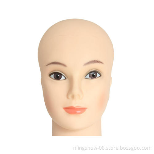 Bald Female Cometology Mannequin Head Training Head For Wig Making Head Stand T-Pins Black Skin